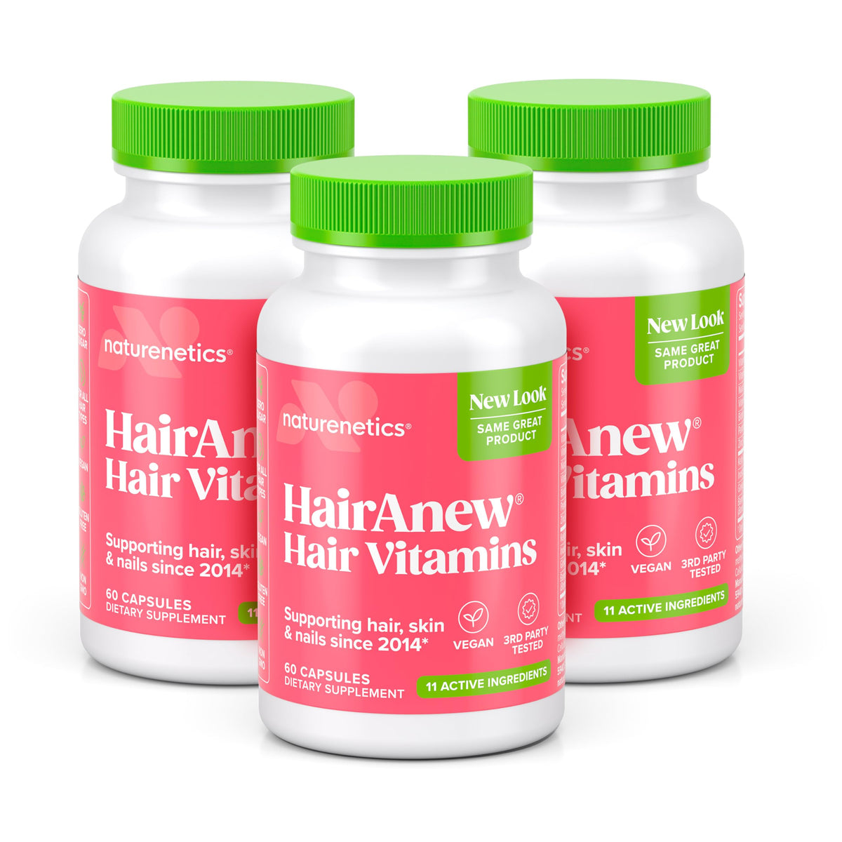 Naturenetics HairAnew bottle front for daily hair nourishment and easy supplement routine