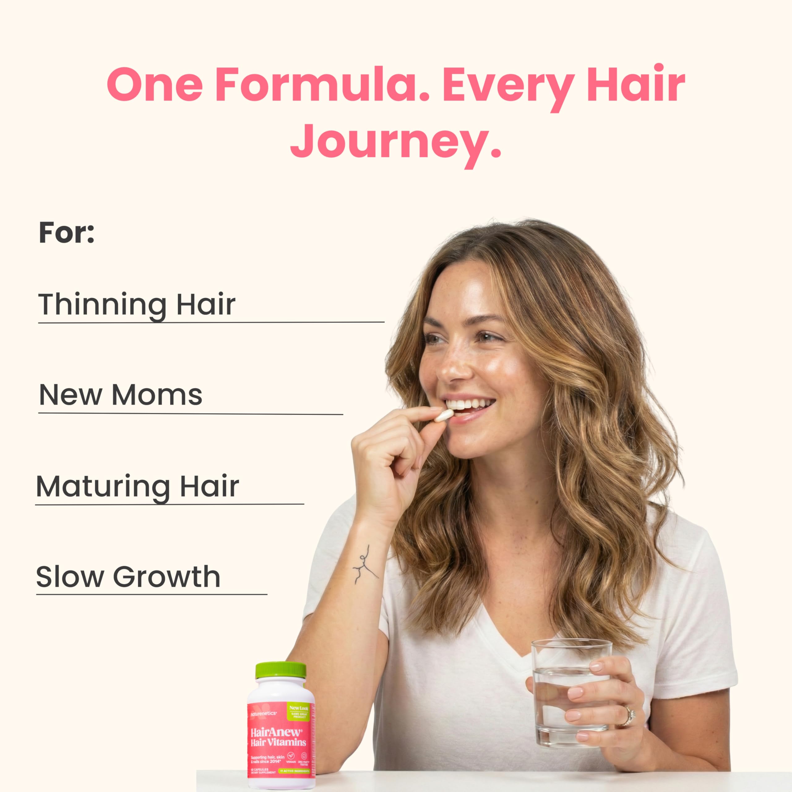 Naturenetics HairAnew bottle pour demonstrates simple daily ritual and convenience