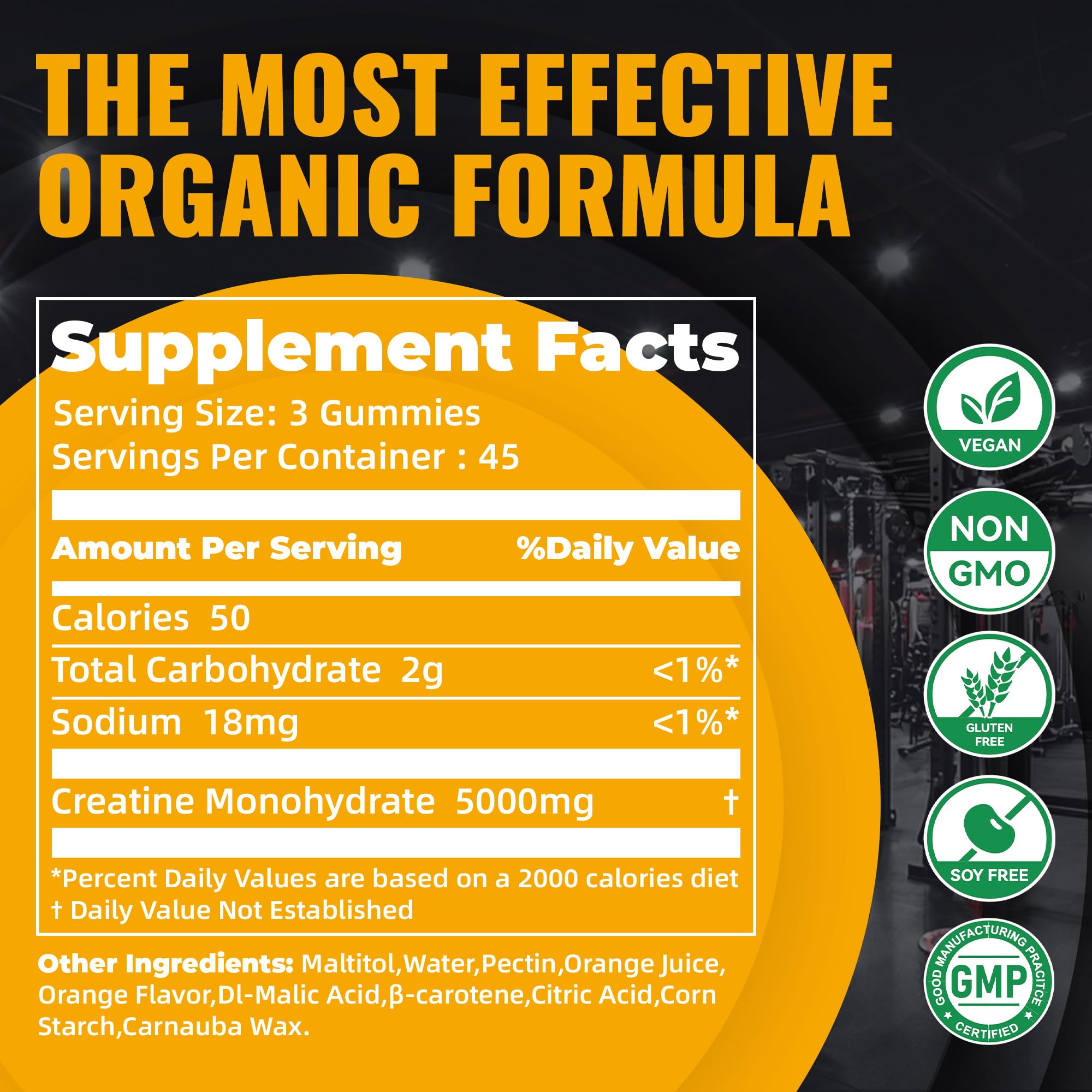 Natures Aid Creatine Gummy three gummies serving visual for easy dosing