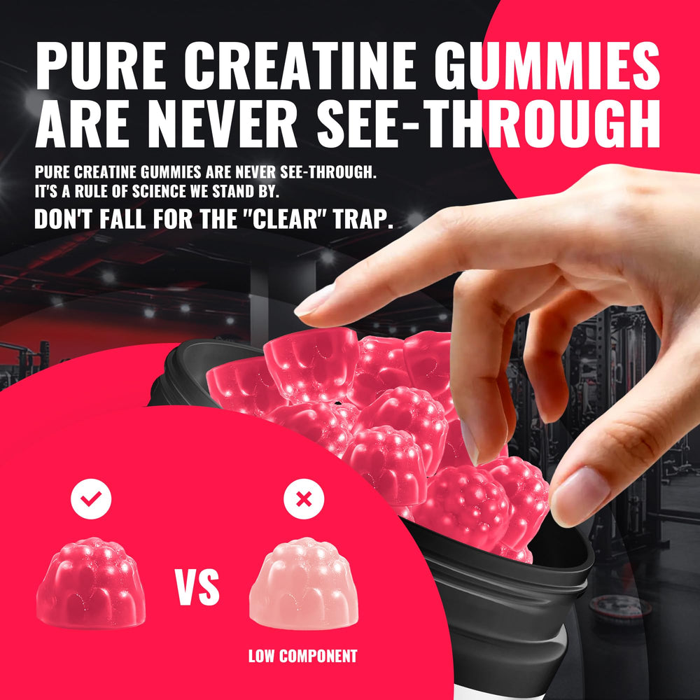 Nature’s Aid creatine gummy close-up texture showing chewy consistency.