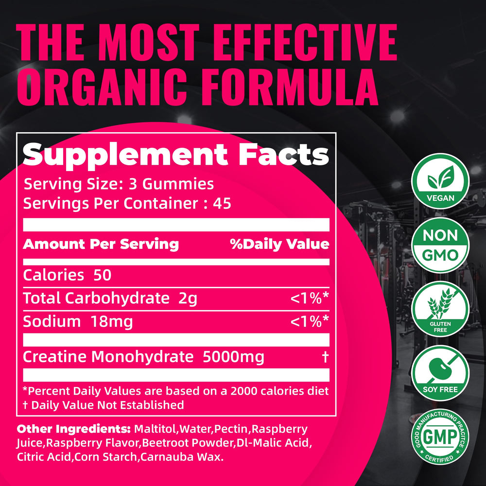 GMP-certified Nature's Aid Creatine Gummy bottle with vegan sugar-free formula