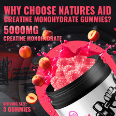 Natures Aid GMP-certified factory badge on creatine gummy packaging