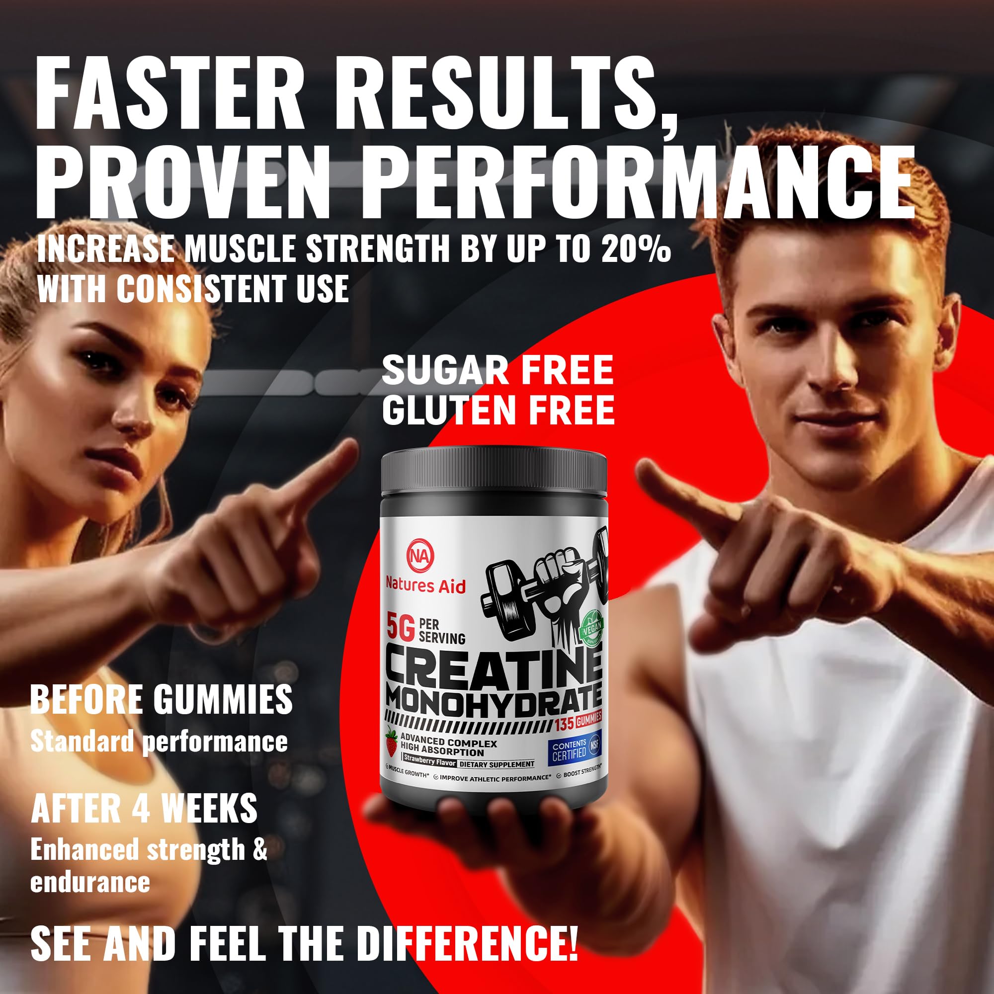 Natures Aid Creatine Gummy NSF seal adds trusted certification.