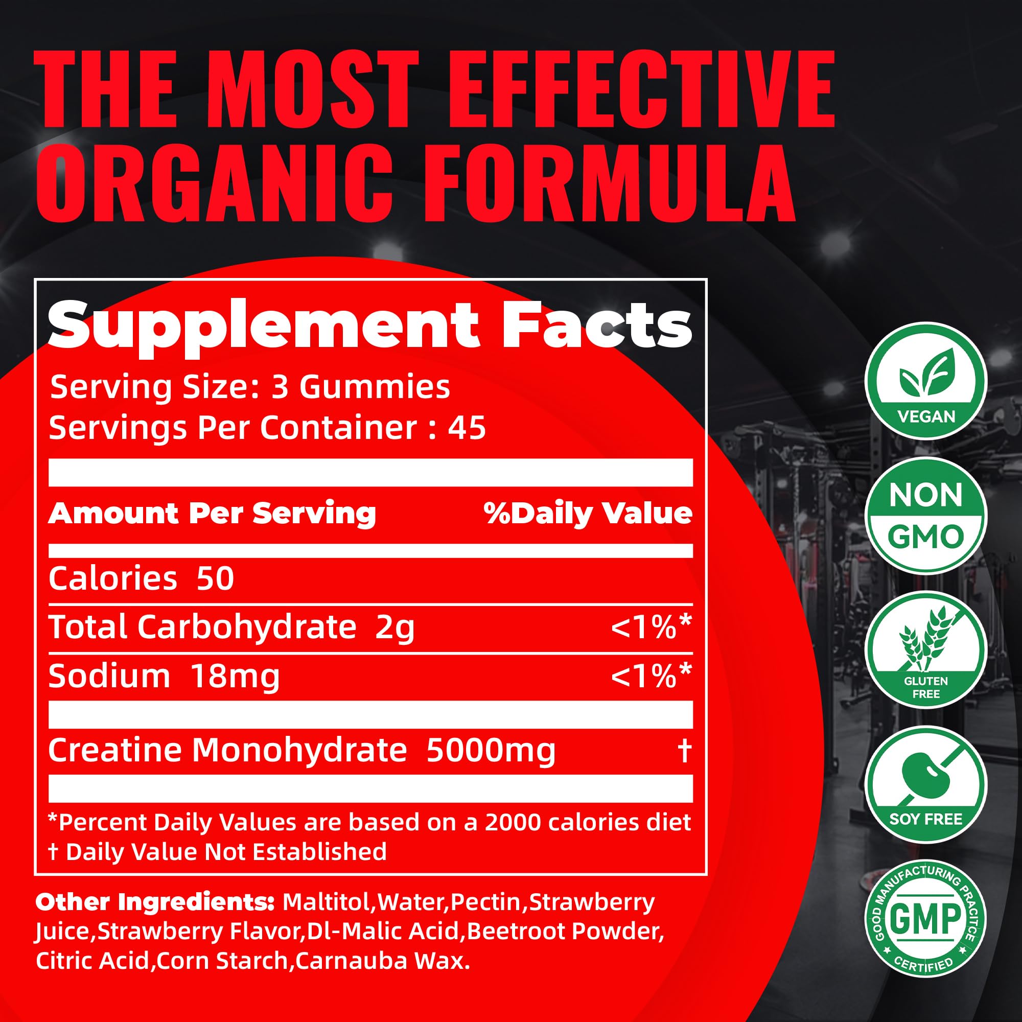 Natures Aid Creatine Gummy pour captures easy daily dosing on the go.