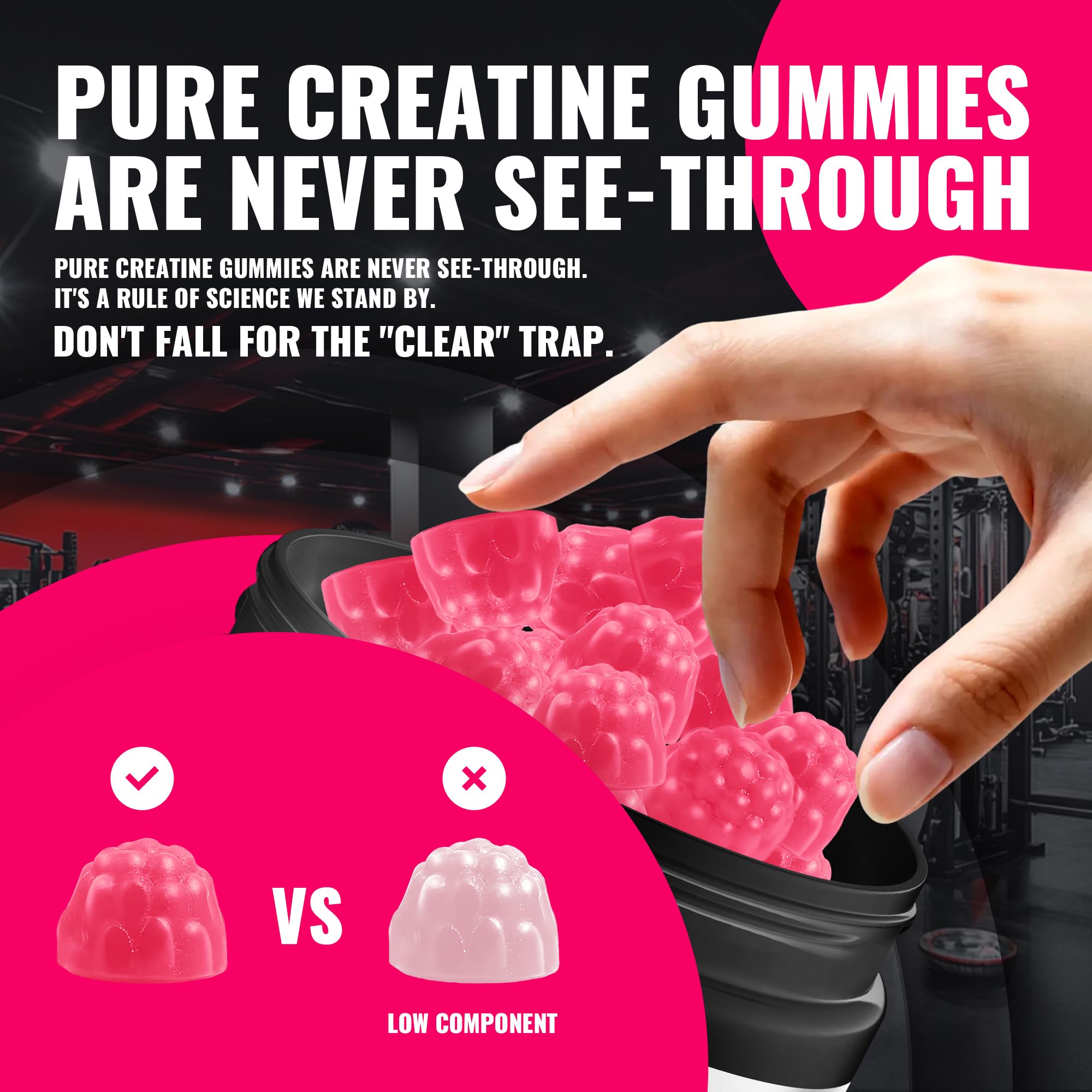 Nature's Aid Creatine Gummy Raspberry electrolyte flavor visual for active use
