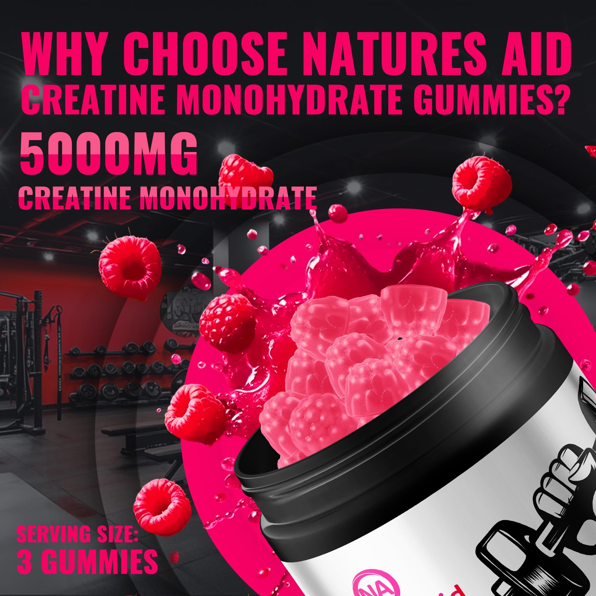 Nature's Aid Creatine Gummy texture close-up highlighting soft chew