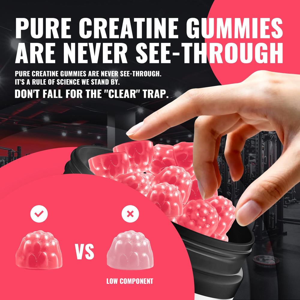 Natures Aid vegan sugar-free creatine gummy label highlighting purity