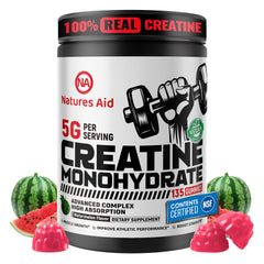 Nature’s Aid creatine gummy watermelon bottle boosts workout energy and focus.