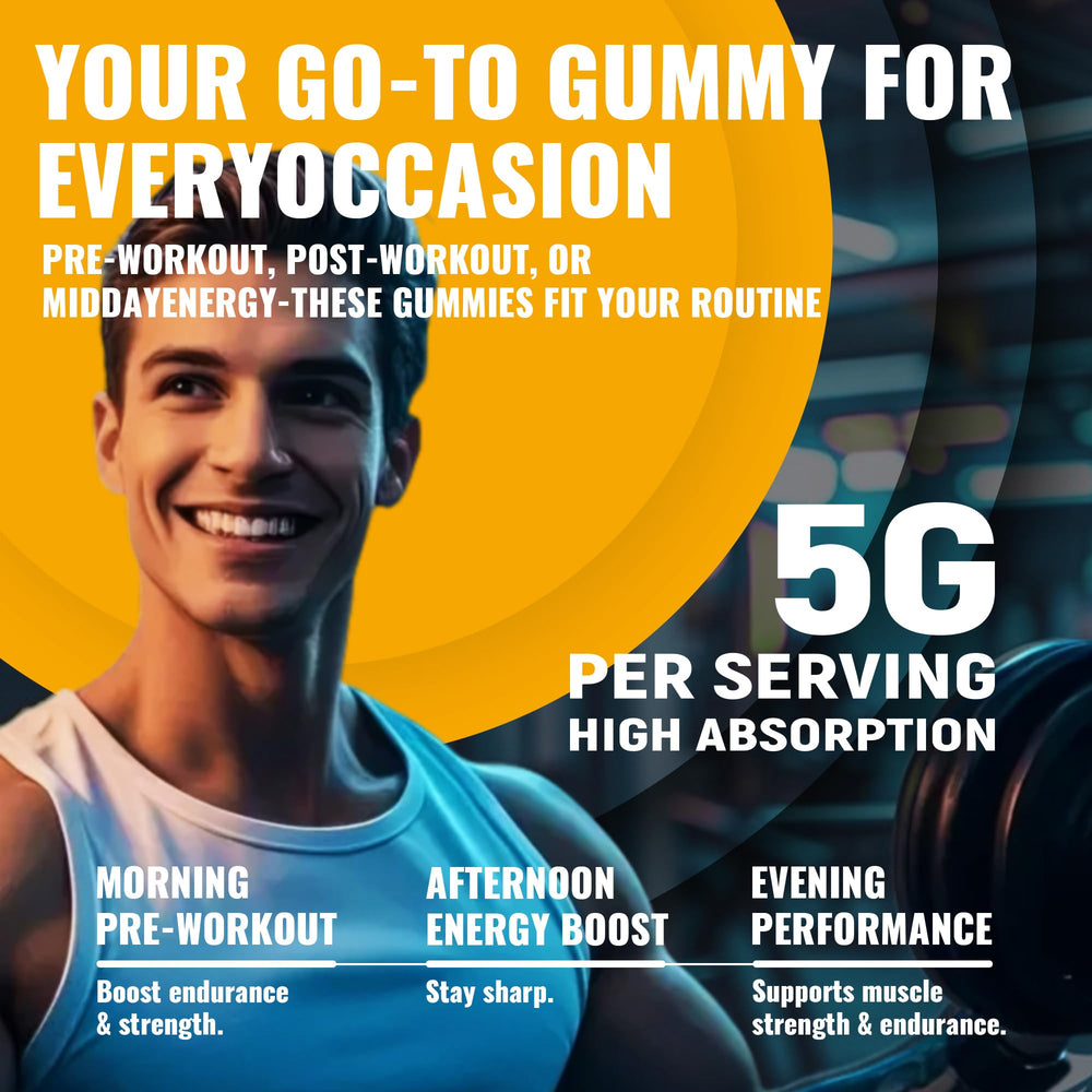 Natures Aid Creatine Monohydrate Gummies 5g serving information on the bottle label.