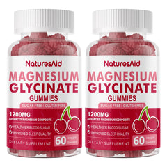 Natures Aid Magnesium Glycinate Gummies bottle front showing raspberry flavor