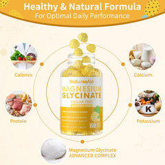 Ingredients panel of Natures Aid magnesium glycinate gummies with vitamins and minerals