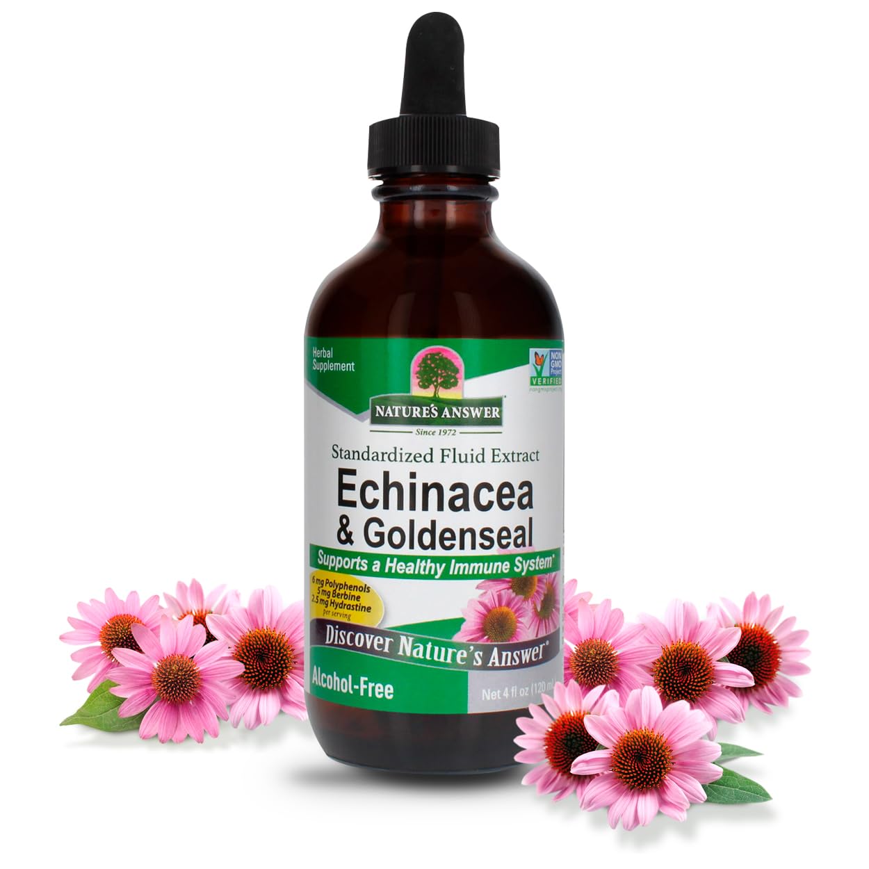 Nature's Answer Echinacea and Goldenseal bottle for daily immune-support use.
