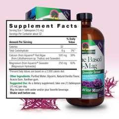 Nature's Answer label shows Aquamin minerals and vanilla flavor