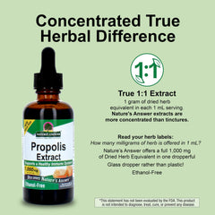 Nature's Answer propolis resin dropper for easy measurement.