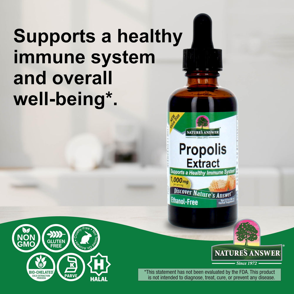 Nature's Answer propolis resin liquid drops ready to mix.