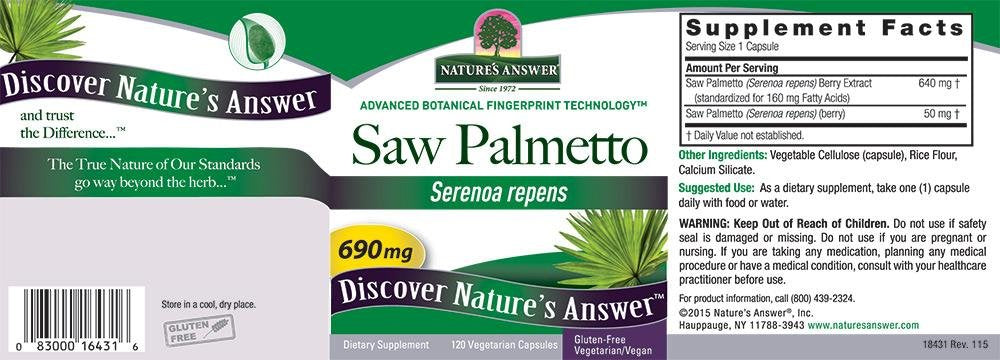 Nature's Answer Saw Palmetto vegan capsules pack designed for urinary comfort
