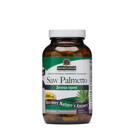 Nature's Answer Saw Palmetto capsules bottle supports daily prostate health