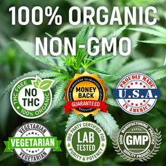 Made in the U.S.A. label on Nature's Beneficials hemp oil bottle