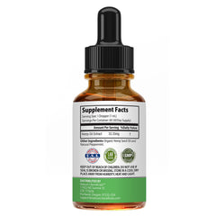 Nature's Beneficials hemp oil drops dropper with clear peppermint flavor hint.