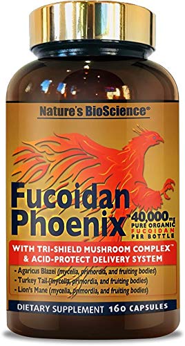 Nature's Bioscience Fucoidan Phoenix Advanced bottle front showing pure formula for daily vitality
