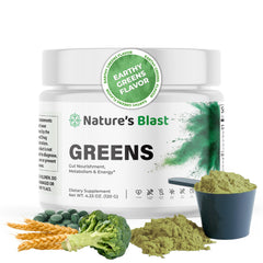 NATURES BLAST Greens Superfood Powder bottle front for daily energy and gut health