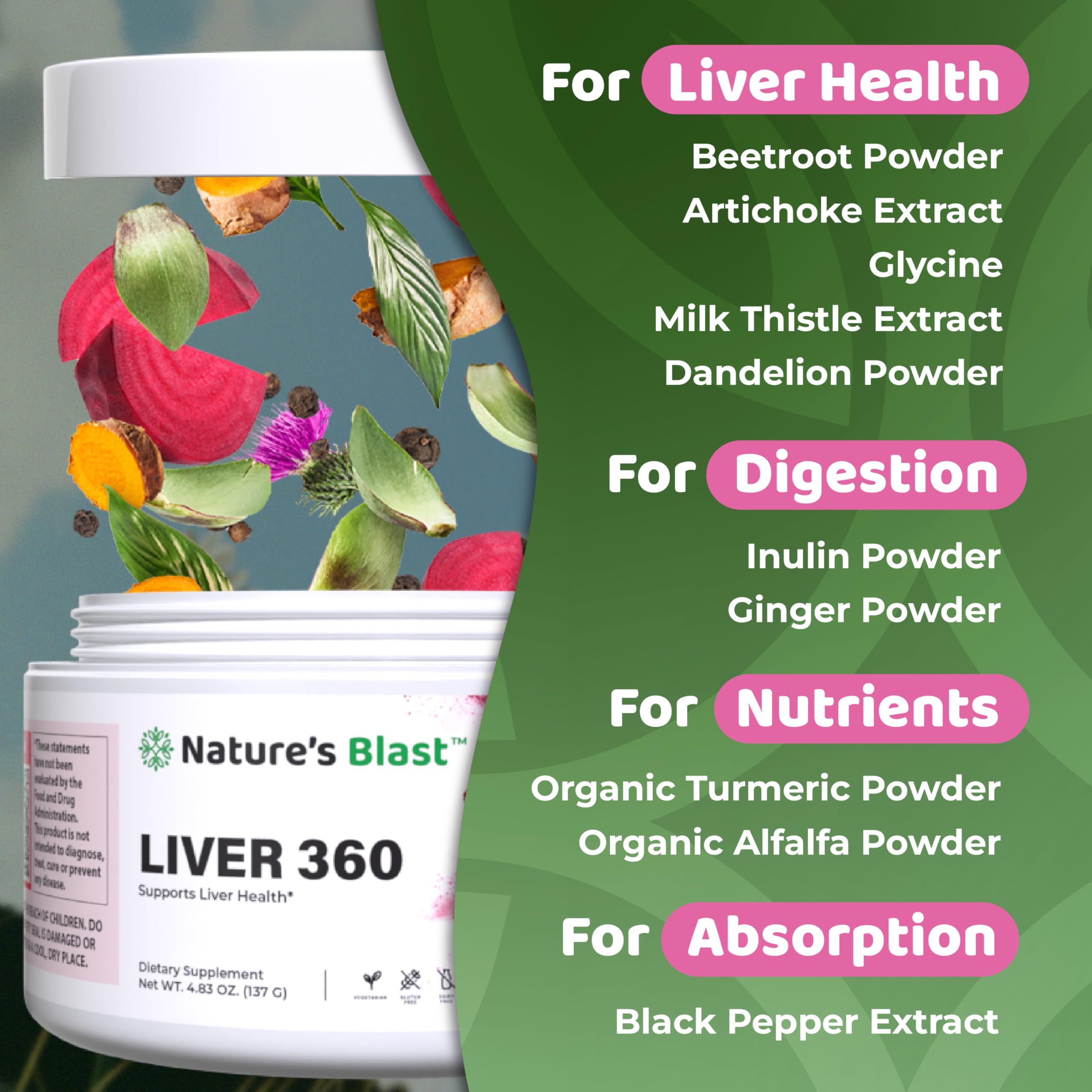 NATURES BLAST Liver 360 packaging-box highlights USA-made quality.