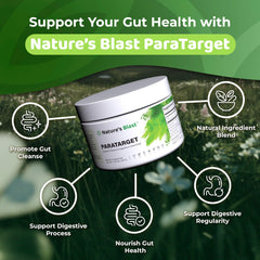 NATURES BLAST ParaTarget fruit flavor powder in a glass for a tasty daily ritual