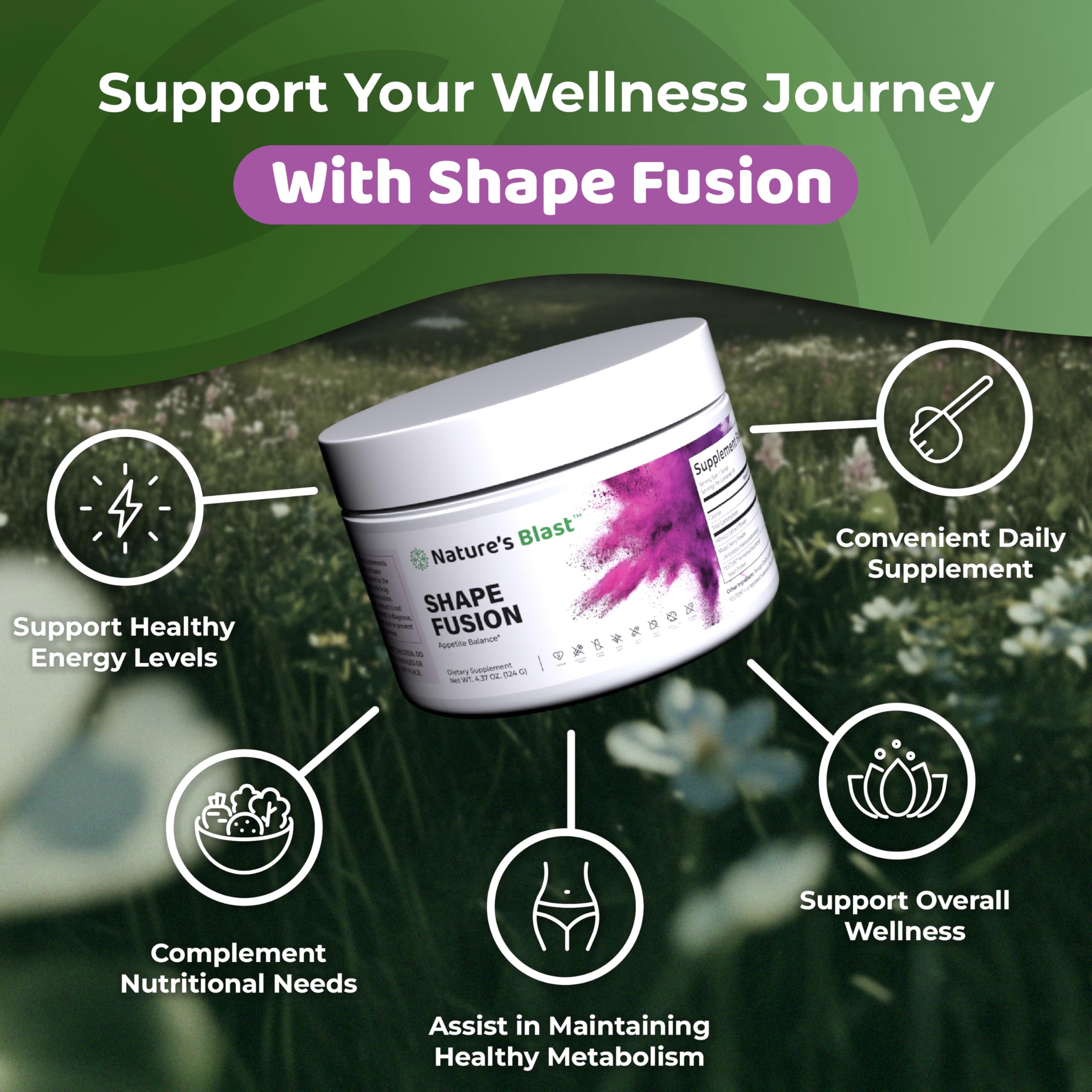 NATURES BLAST Shape Fusion with cinnamon and Ashwagandha aroma.