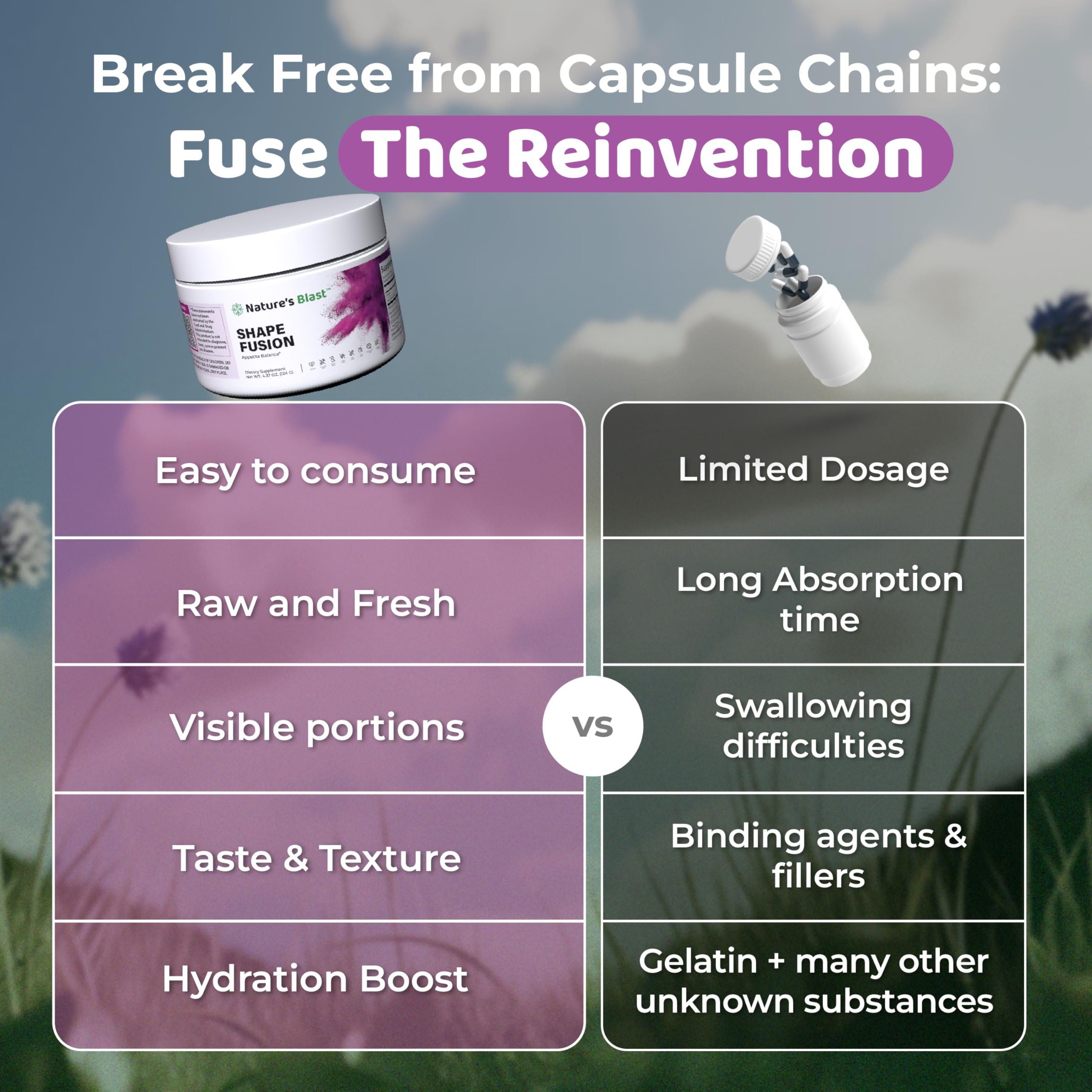 NATURES BLAST Shape Fusion spoon in cup for easy morning ritual.