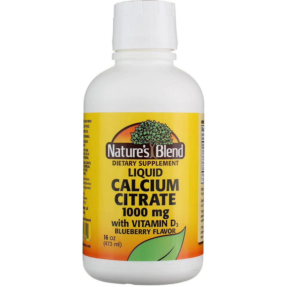 Nature's Blend Calcium Citrate D3 blueberry bottle for easy daily liquid supplementation