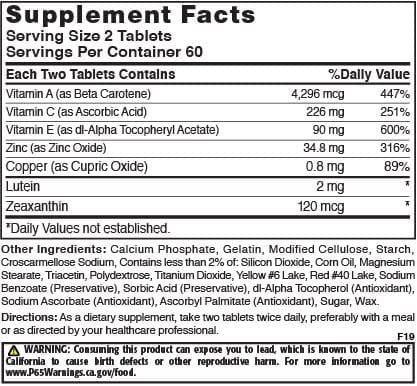Nature's Blend Macuvite Eye Care tablets closeup, smooth tablets designed for daily use.