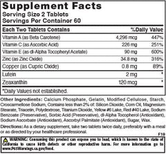 Nature's Blend Macuvite Eye Care tablets closeup, smooth tablets designed for daily use.