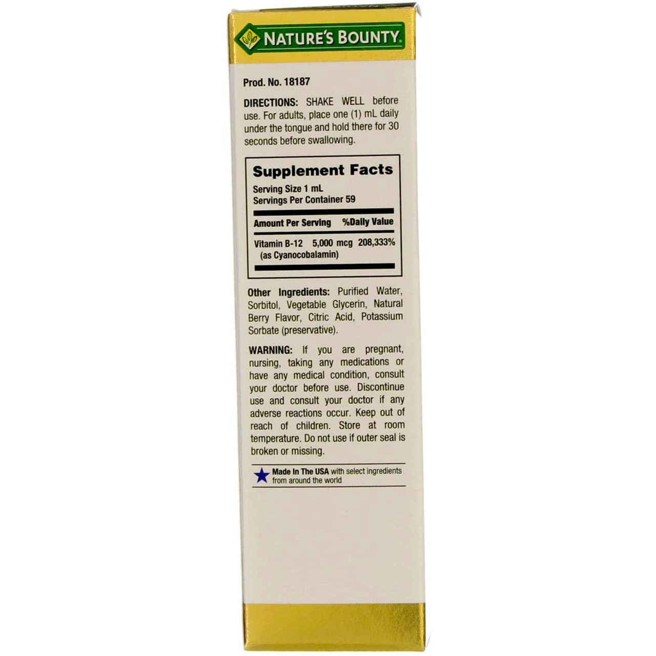 Nature's B-12 liquid under the tongue for quick absorption