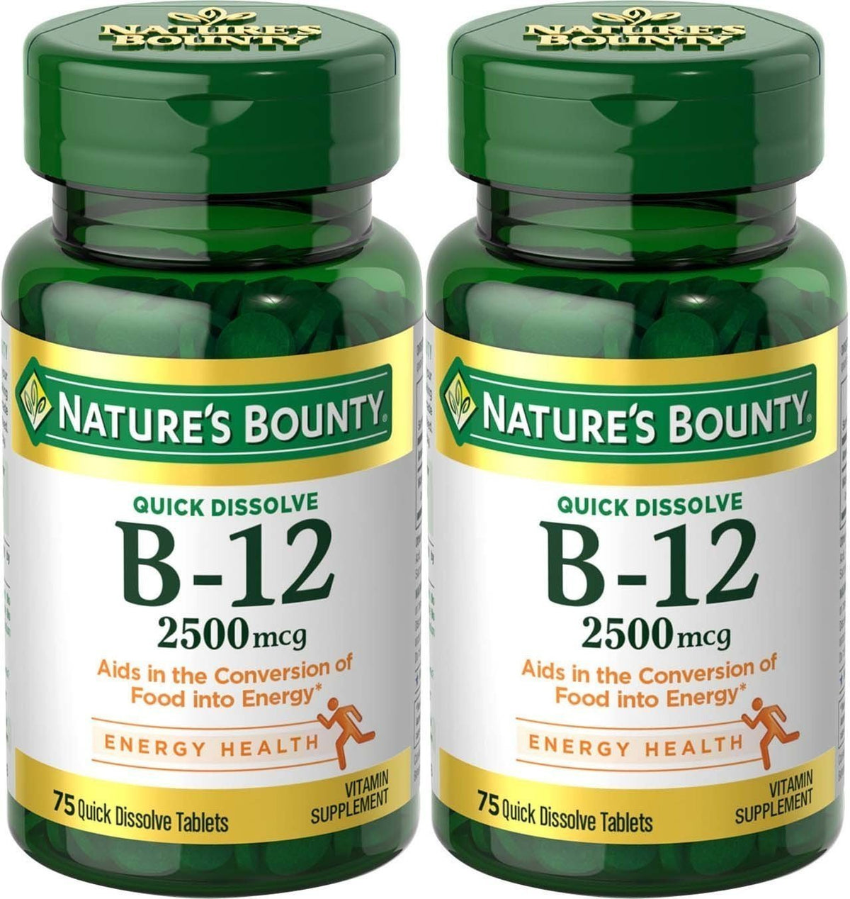 Nature's Bounty B-12 quick-dissolve cherry tablets for on-the-go use.