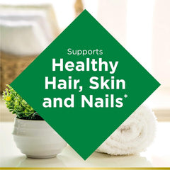 Close-up of Nature's Bounty Biotin rapid-release softgels emphasizing quick absorption.
