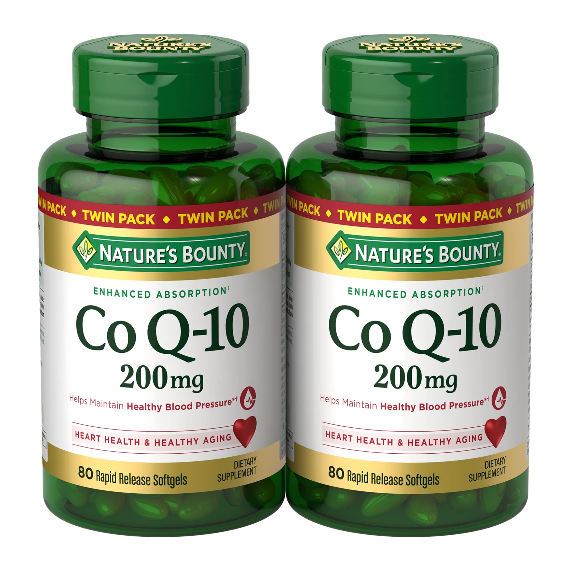 Nature’s Bounty CoQ10 200 mg softgels bottle supports heart health and cellular energy.