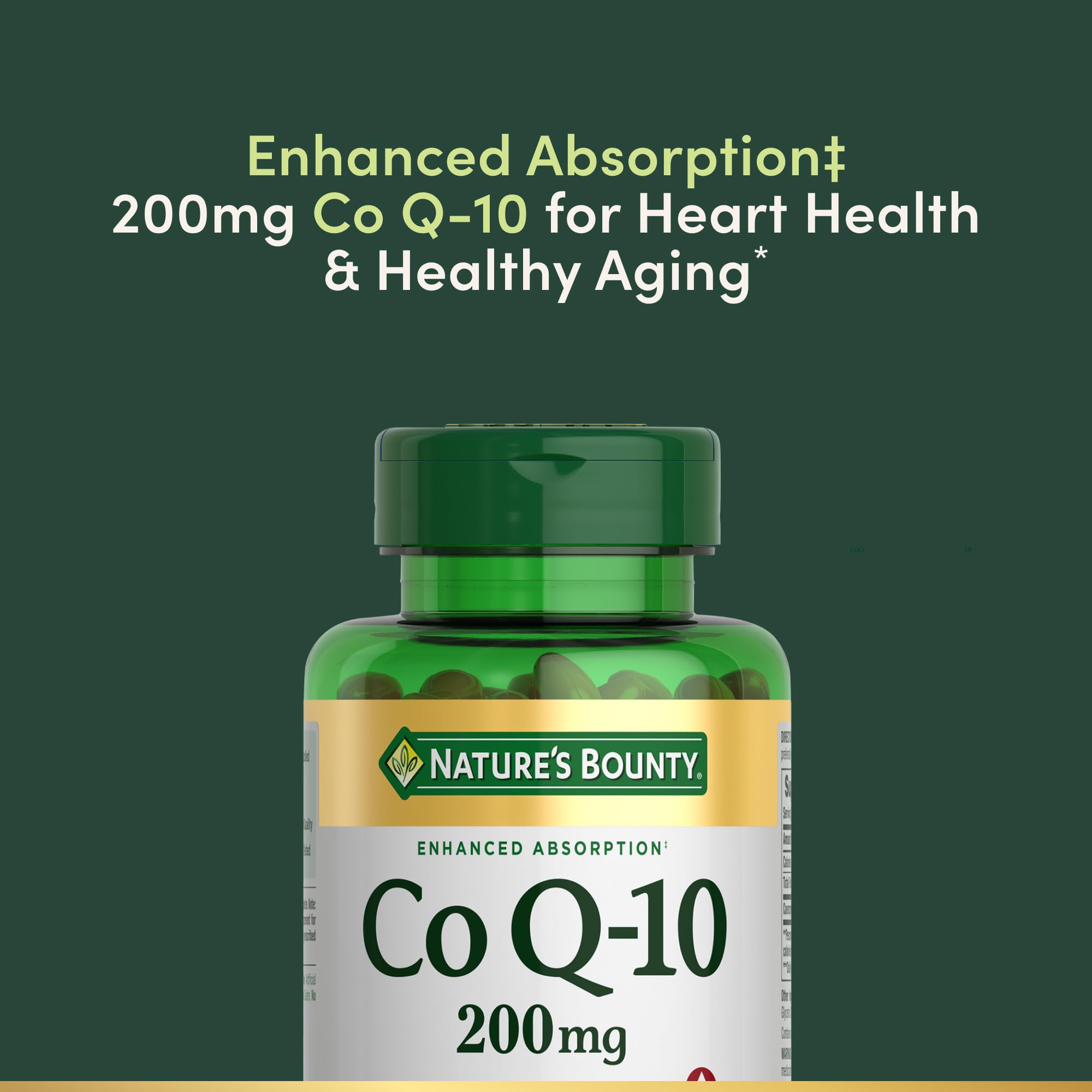 Nature's Bounty CoQ10 softgel capsules ready for daily use