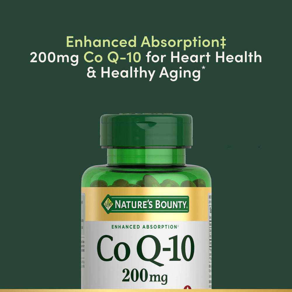 Nature's Bounty CoQ10 softgel capsules ready for daily use