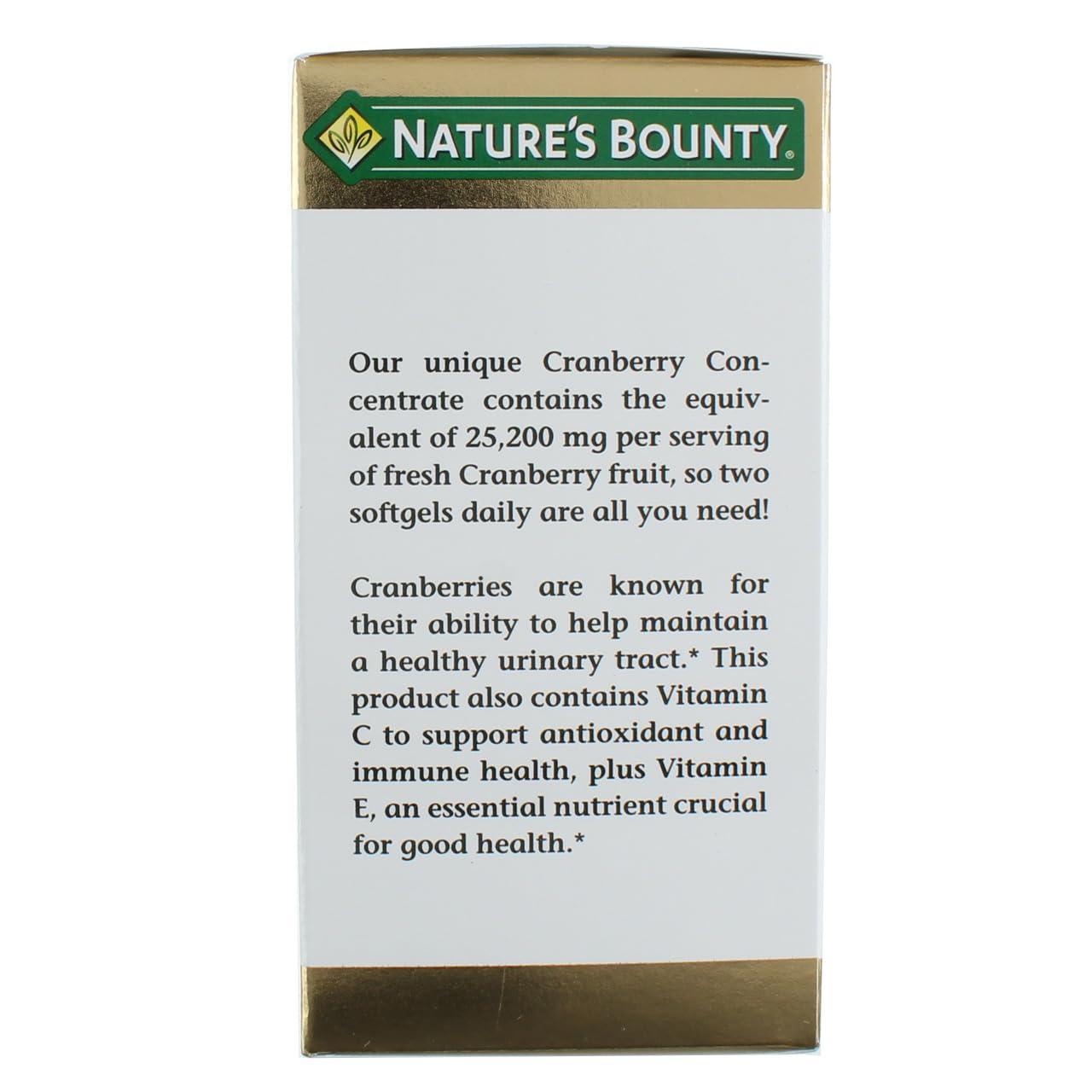 Nature's Bounty cranberry softgels cap close-up highlighting easy-to-swallow design