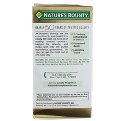 Packaging highlights gluten-free and dairy-free formulation of Nature's Bounty Cranberry Soft Gels