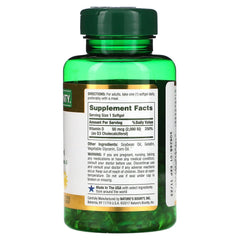 Nature's Bounty D3 2000 IU softgels pack 2 supports neuromuscular health.