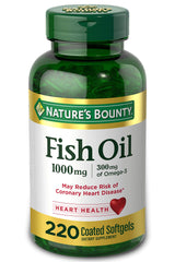Nature's Bounty fish oil 1000 mg softgels – bottle front view for daily omega-3 support.