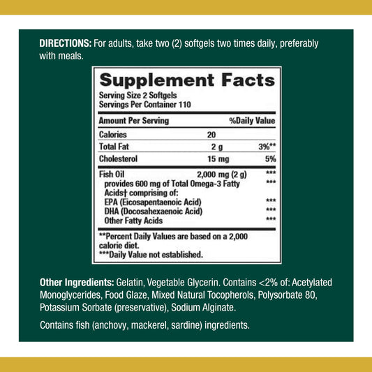 Nature's Bounty fish oil softgels – bottle front for easy daily use.