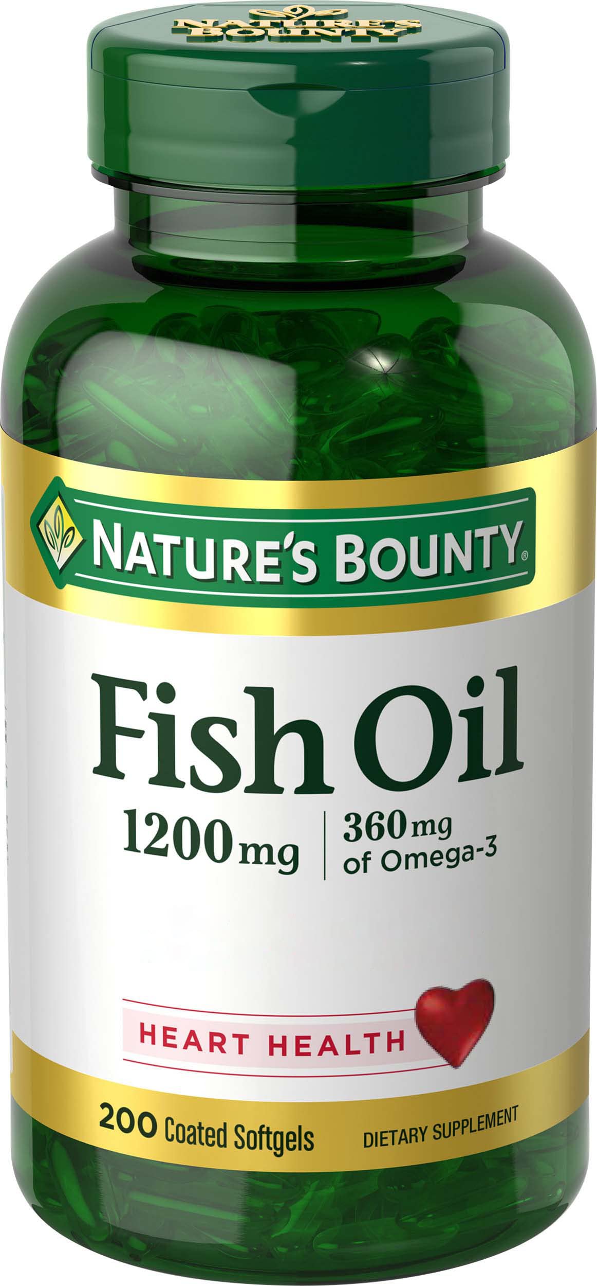Nature's Bounty Fish Oil bottle front with odor-free formula for daily use