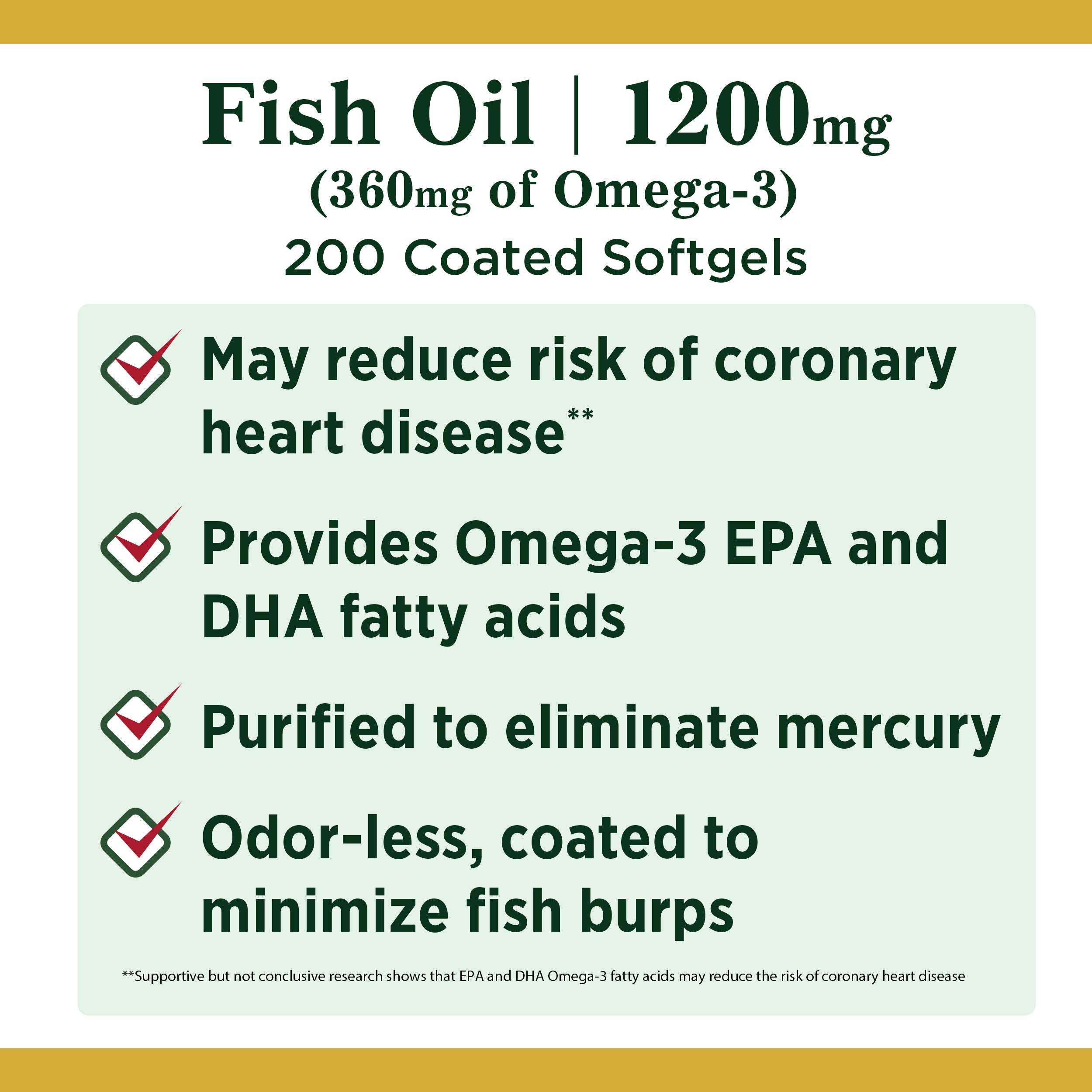 Nature's Bounty Fish Oil ingredients list highlighting non-GMO and sugar-free attributes