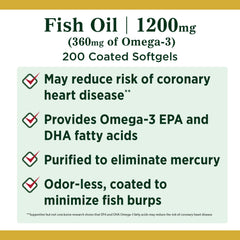 Nature's Bounty Fish Oil ingredients list highlighting non-GMO and sugar-free attributes