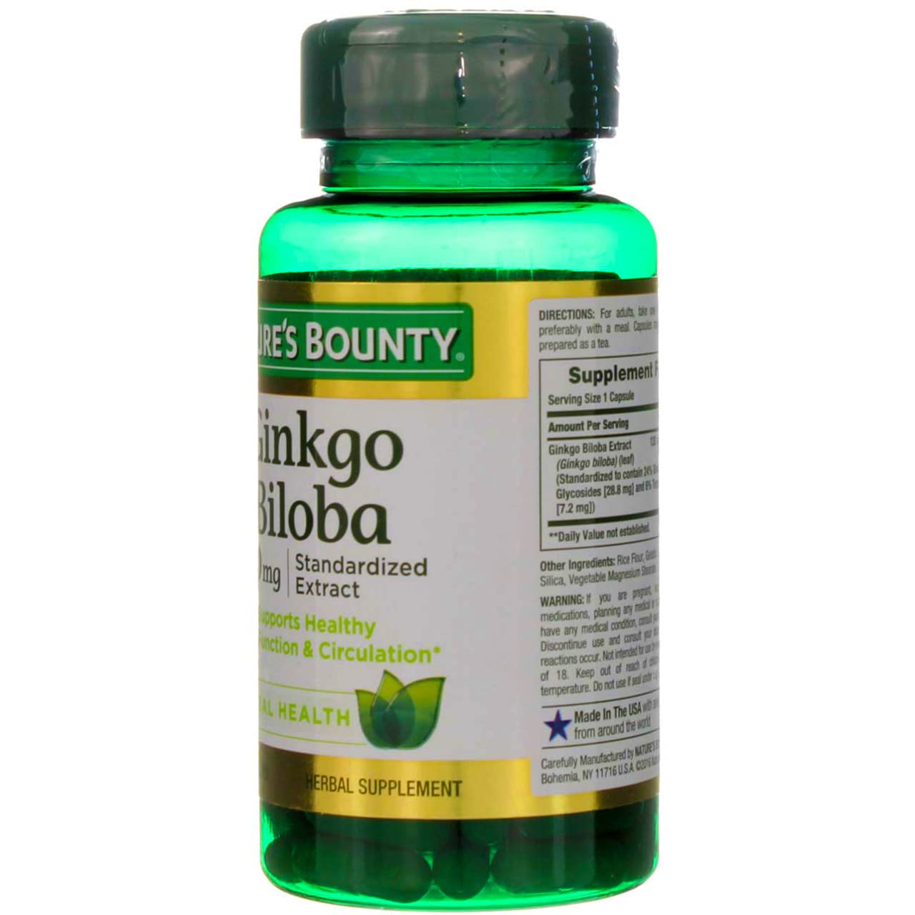 Nature's Bounty Ginkgo Biloba capsule scene showing a simple daily routine.