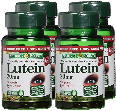 Nature's Bounty Lutein pills closeup shows softgels for daily use