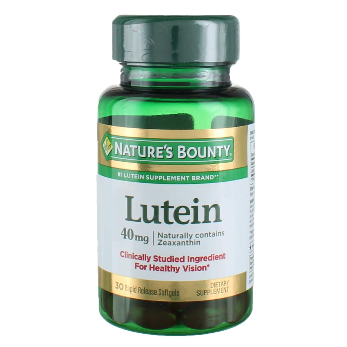 Nature's Bounty Lutein softgel bottle front for daily eye support
