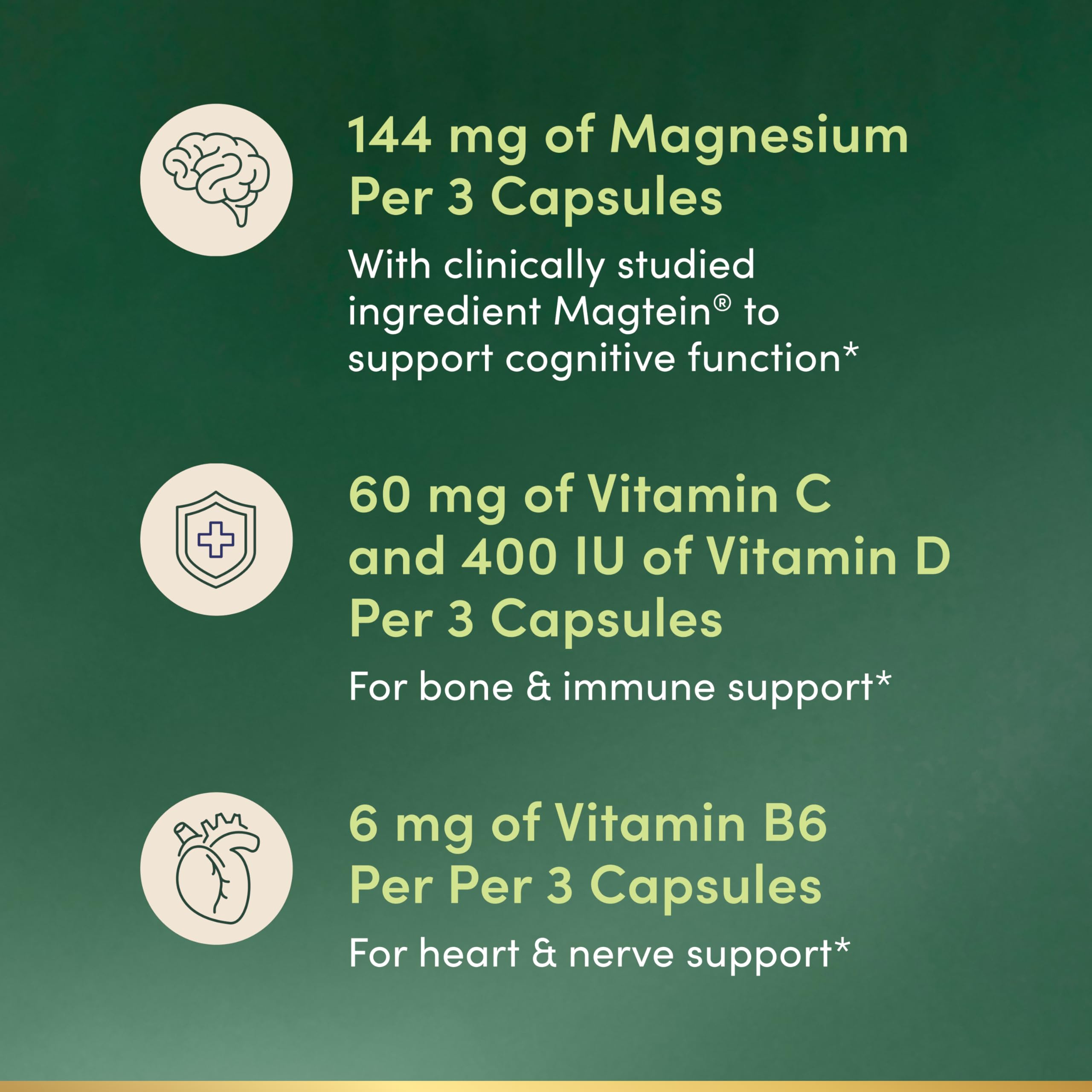 Nature’s Bounty Magnesium L-Threonate capsule packaging with dosage panel